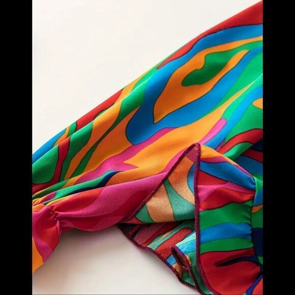 Gorgeous Vibrant Abstract Women's Top - Sz 8-10 - Picture 5 of 5